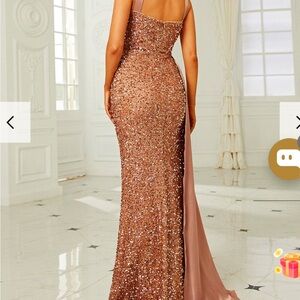 Elegant Sequin Evening Gown in Rose Gold